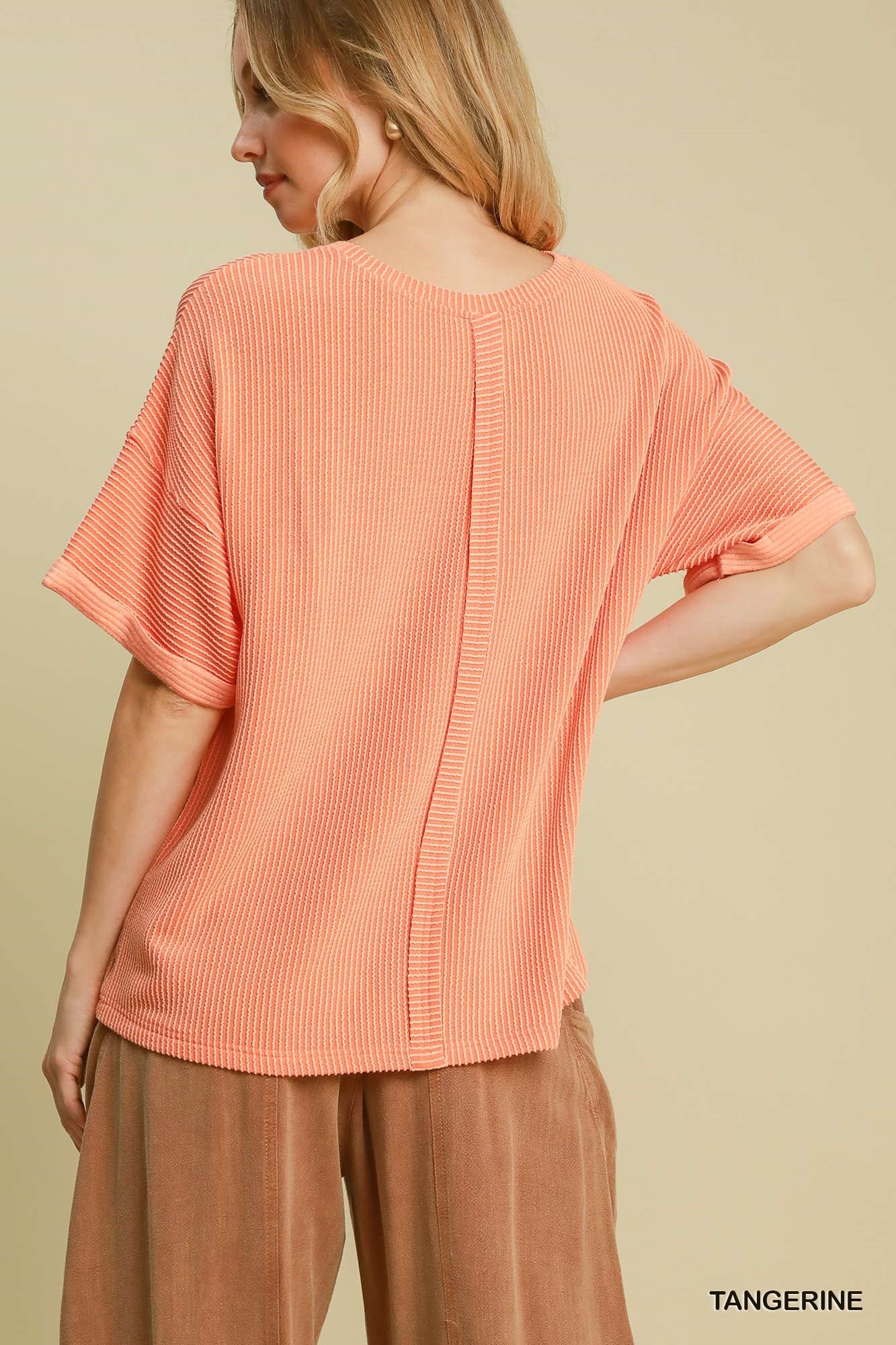 Textured Boxy Top Tangerine