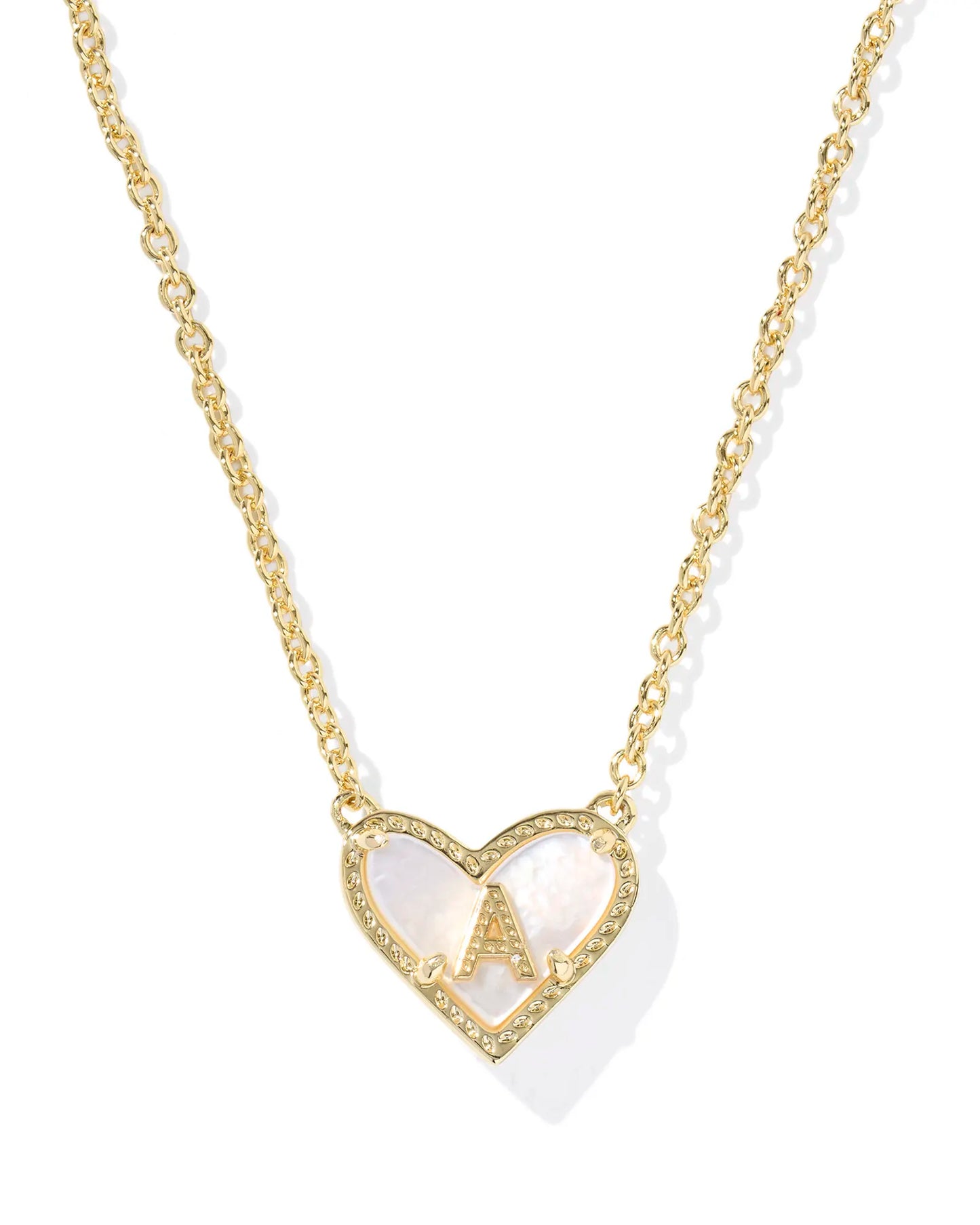 Heart Letter Necklace Gold Mother Of Pearl