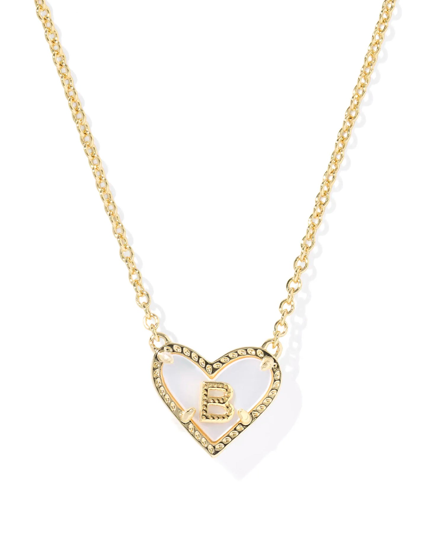 Heart Letter Necklace Gold Mother Of Pearl