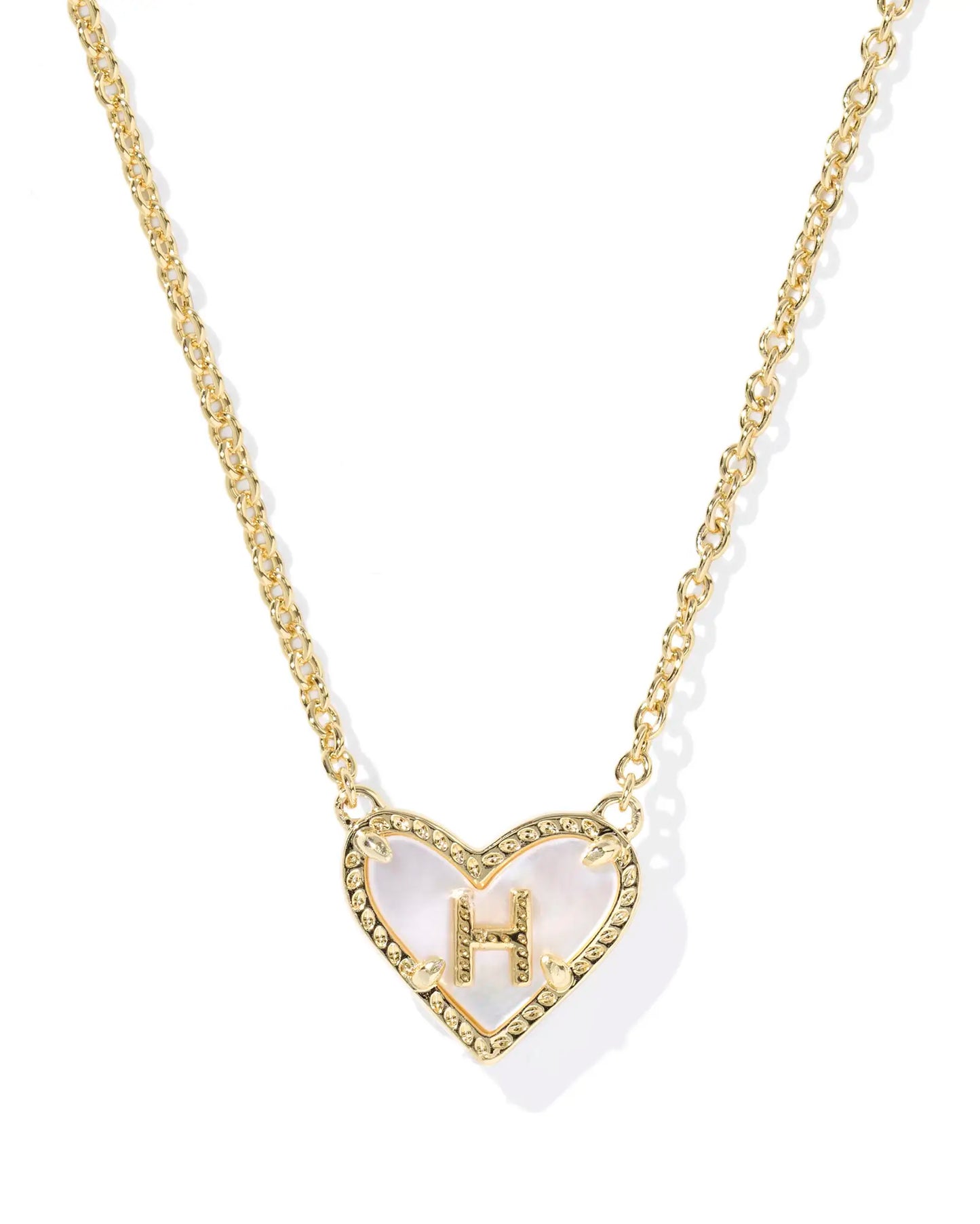 Heart Letter Necklace Gold Mother Of Pearl
