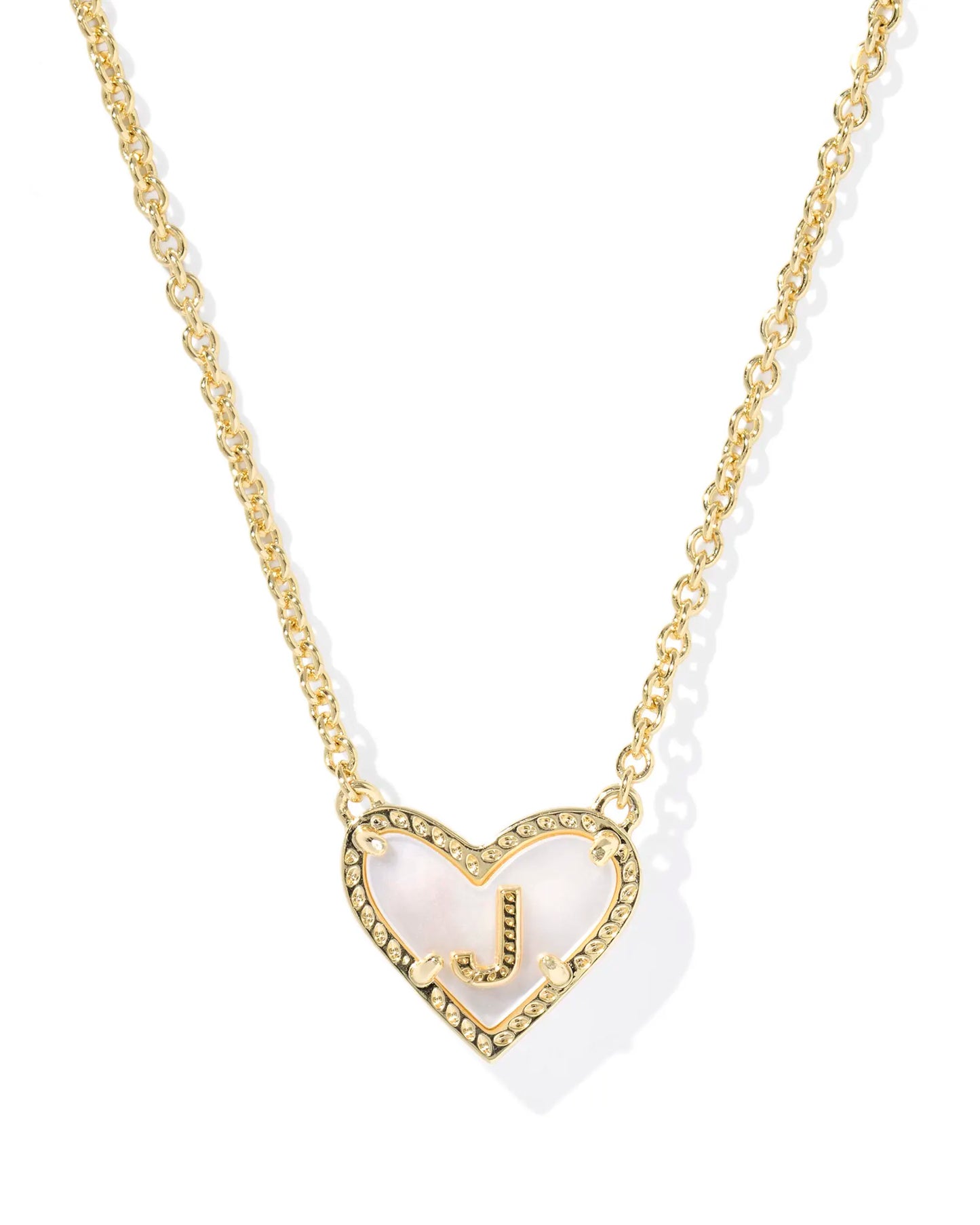 Heart Letter Necklace Gold Mother Of Pearl