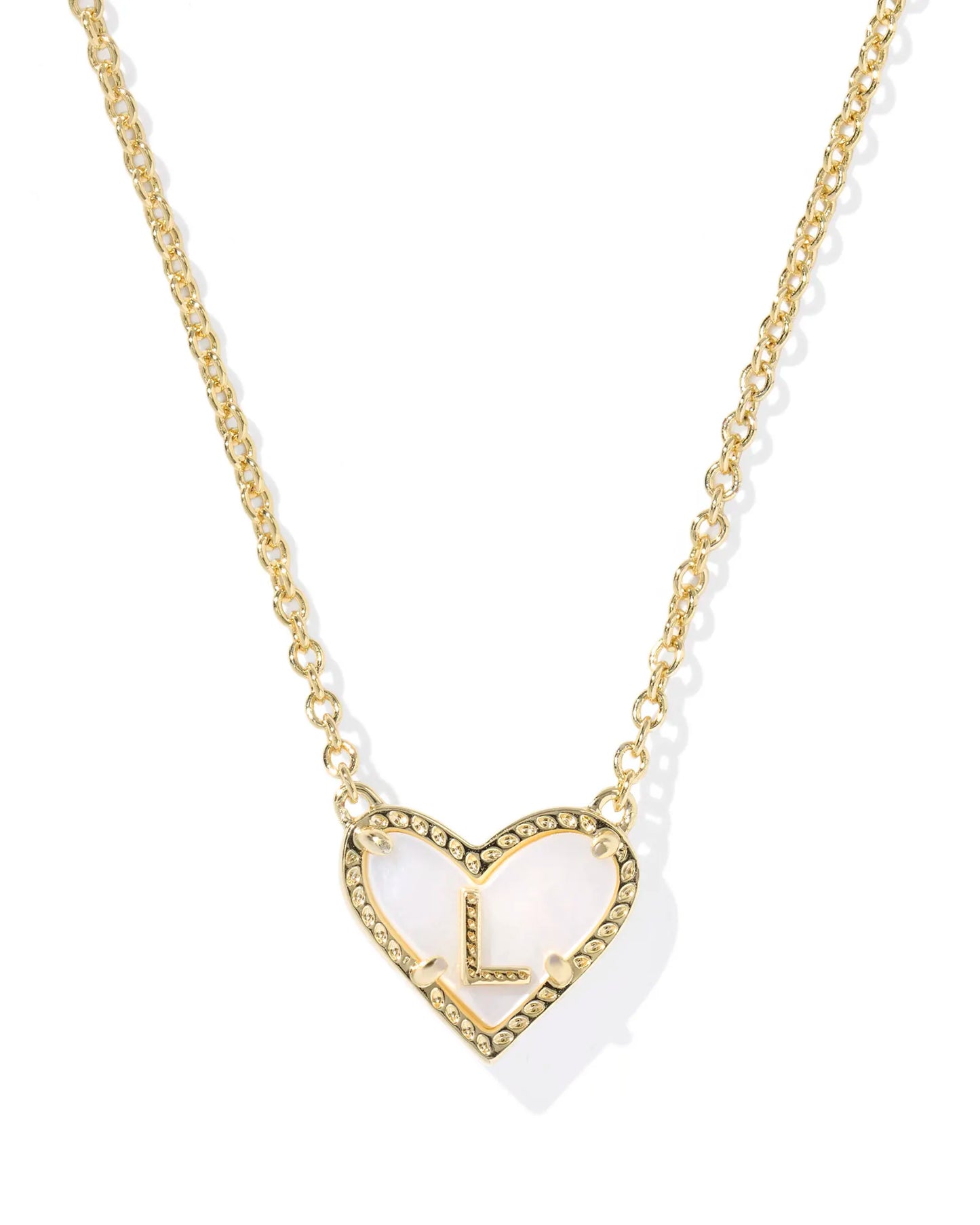 Heart Letter Necklace Gold Mother Of Pearl