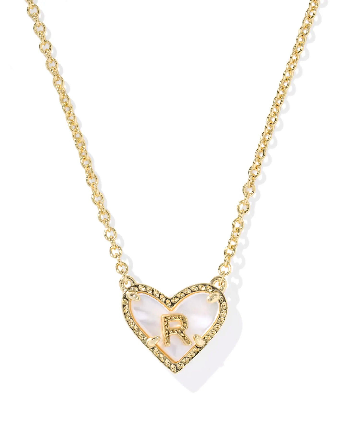 Heart Letter Necklace Gold Mother Of Pearl