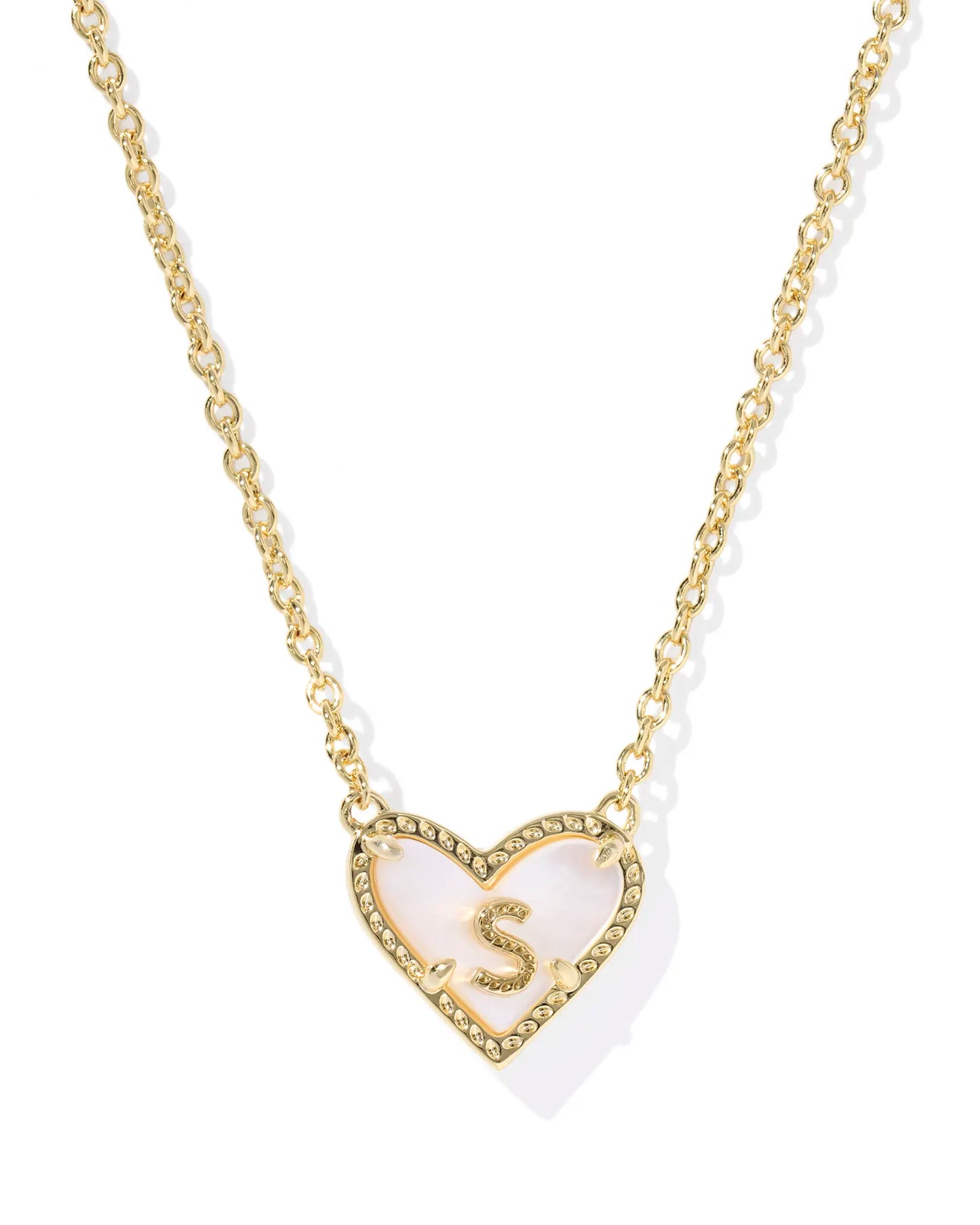 Heart Letter Necklace Gold Mother Of Pearl