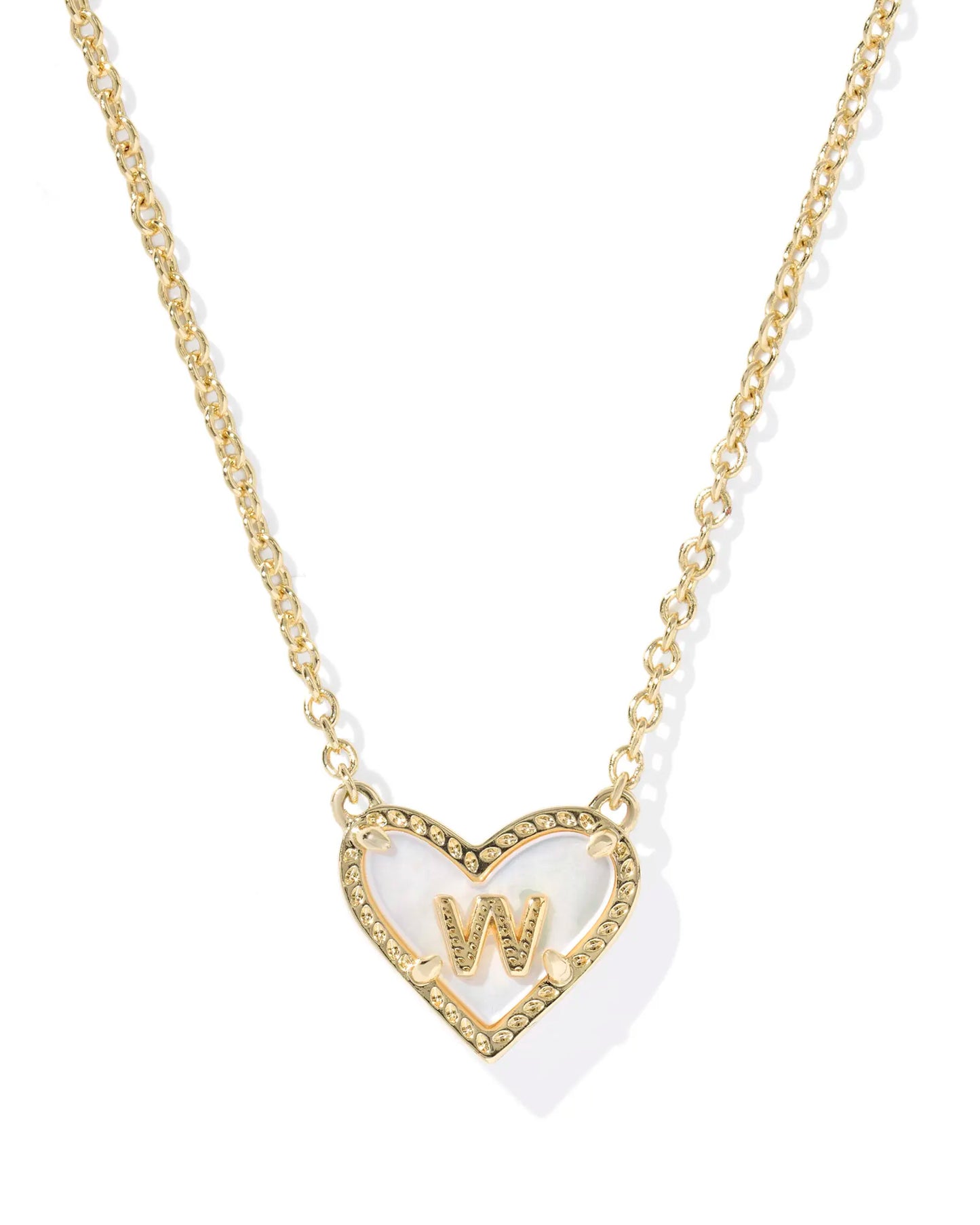Heart Letter Necklace Gold Mother Of Pearl
