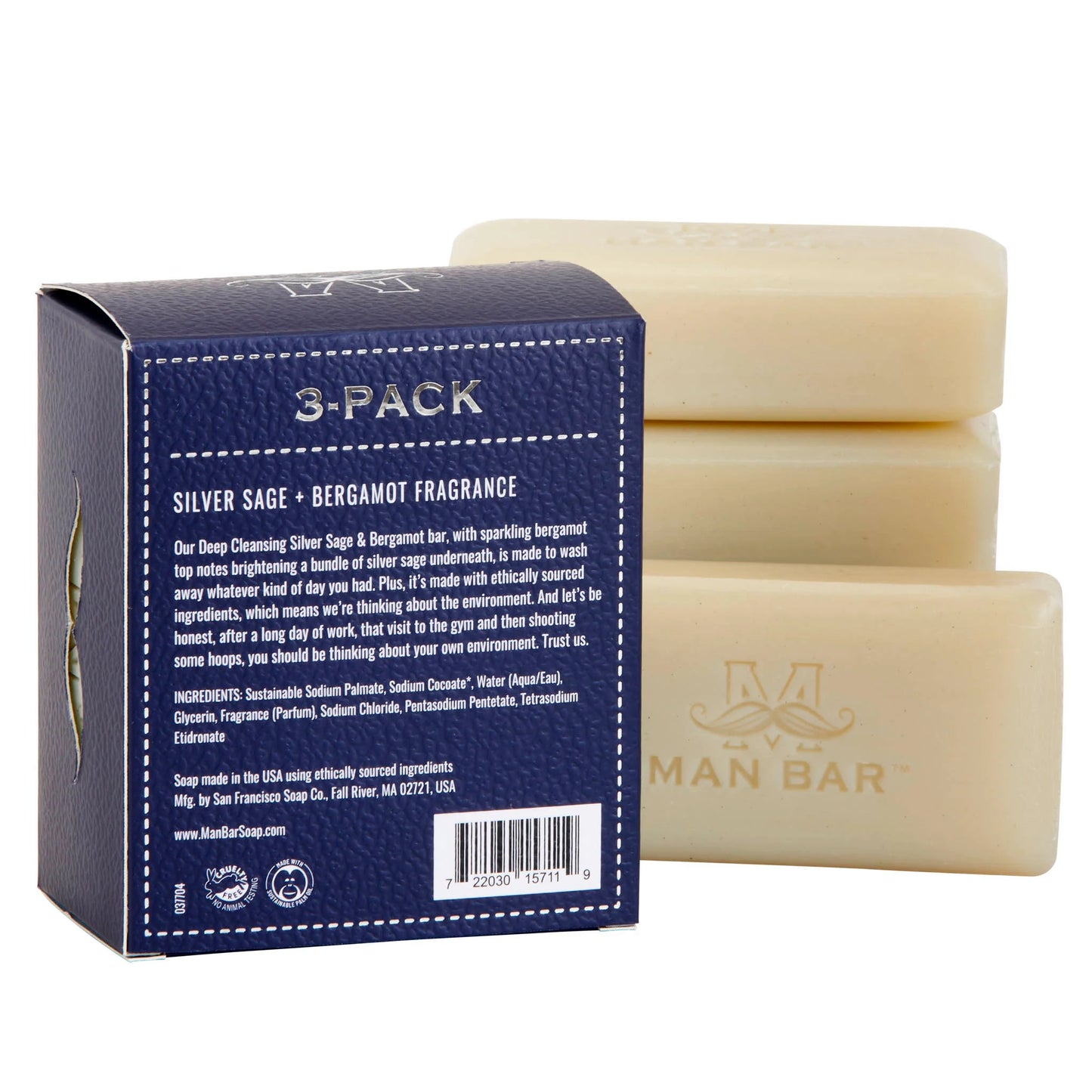 Man Bar Mini set of 3- 4oz Silver Sage and Bergamot