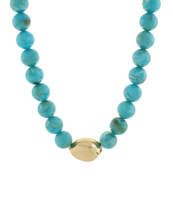 Marble Stone Ball & Accent Organic Necklace in Turquoise