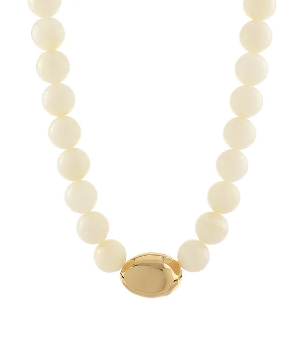 Marble Stone Ball & Accent Organic Necklace in Ivory