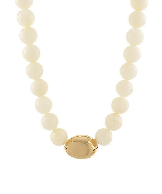 Marble Stone Ball & Accent Organic Necklace in Ivory
