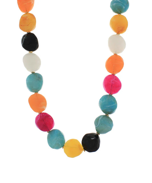 Multi Color Stone Bead Necklace in Multi