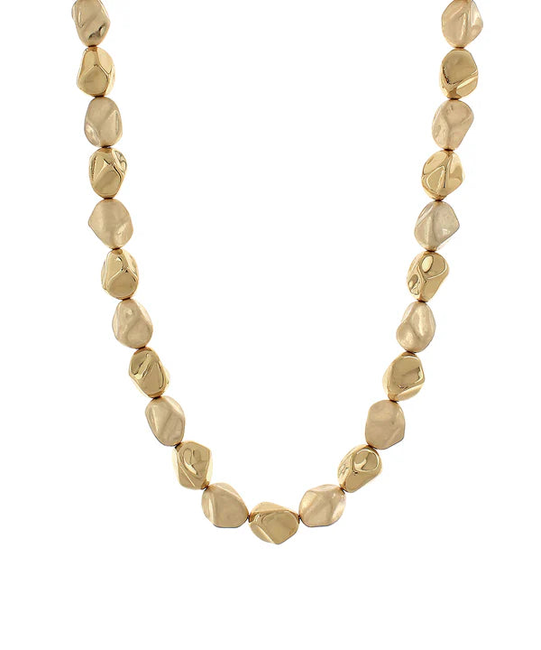 Nugget CCB Linked Necklace in Worn Gold