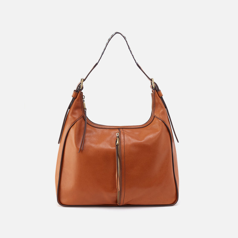Bellamy Front Zip Hobo Bag in Honey Brown