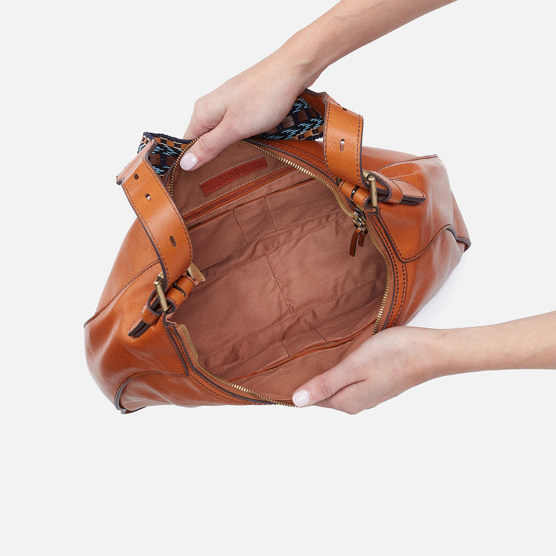 Bellamy Front Zip Hobo Bag in Honey Brown