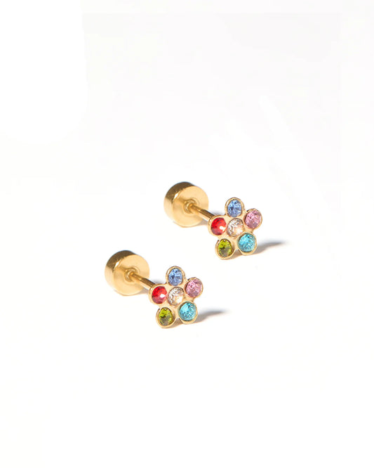 Screwback Stud Earrings in Lyla Flower Multi