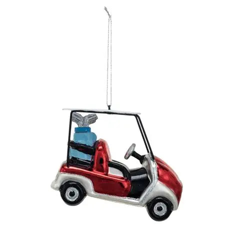 Glass Golf Cart w/ Golf Bag Ornament