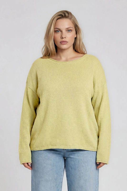 Raw Edge Knit Sweater in Butter Yellow