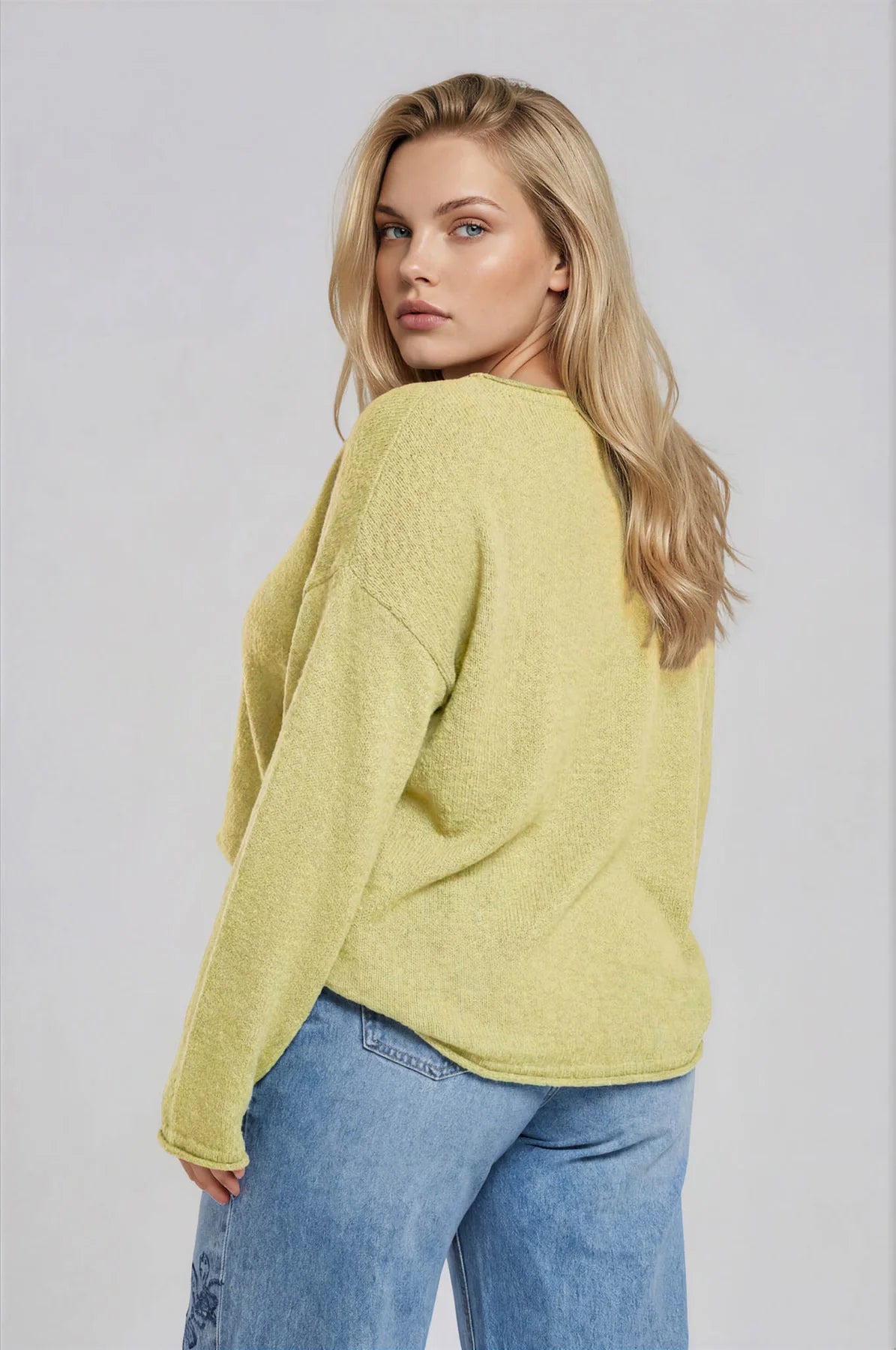 Raw Edge Knit Sweater in Butter Yellow