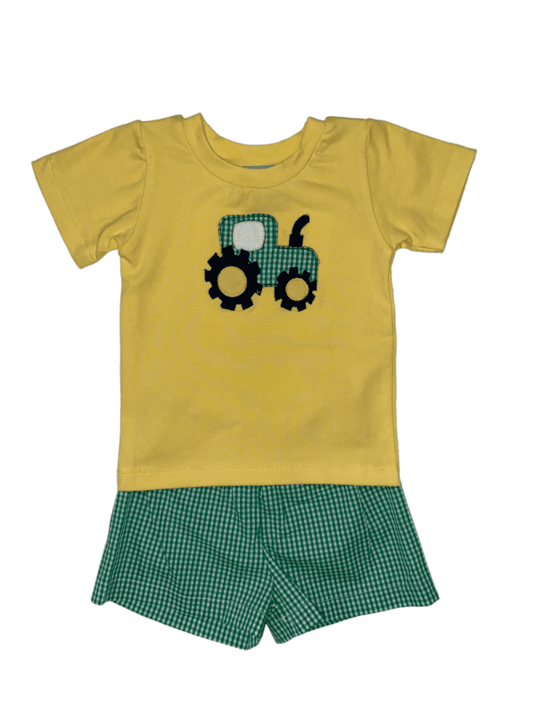 Tractor Boys Applique Short Set