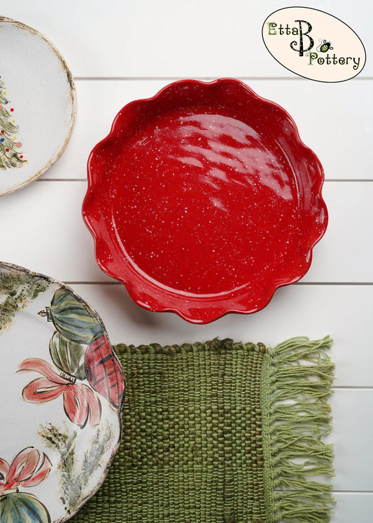Red Pie Dish - Christmas Red