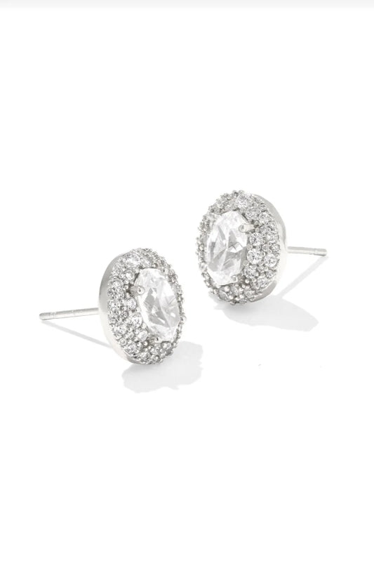 Bella Stud Earrings in Silver White Cz