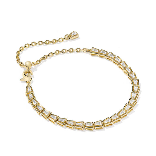 Bella Tennis Bracelet in Gold White Cz