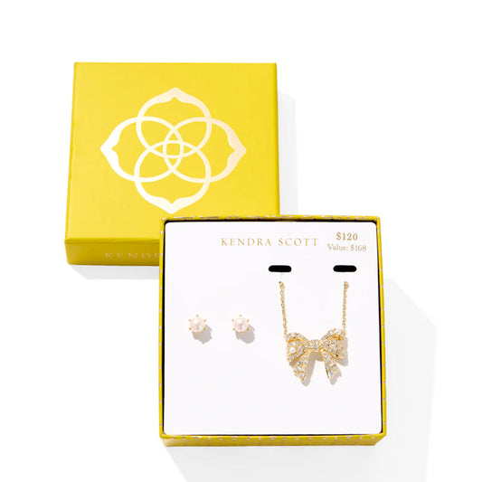 Krista Bow & Ashton Gift Set in Gold White Mix
