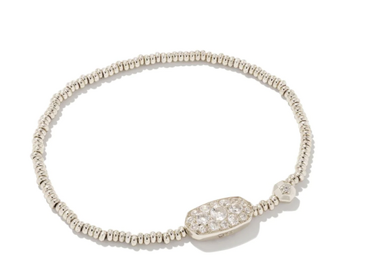 GRAYSON CRYSTAL STRETCH BRACELET RHODIUM WHITE CRYSTAL