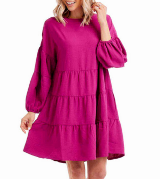 Dallas Tiered Dress in Plum