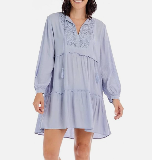 Esther Tiered Dress in Light Blue