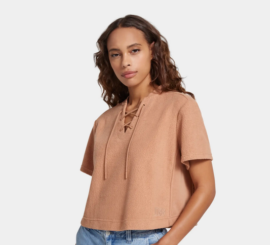 Kiyah Mixed Short Sleeve Top in Glaze