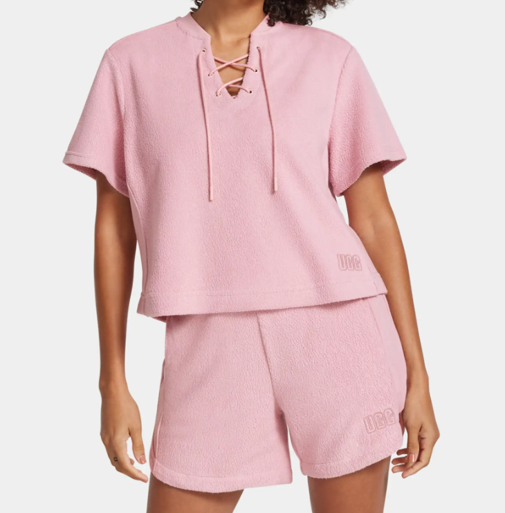 Kiyah Mixed Short Sleeve Top in Glaze