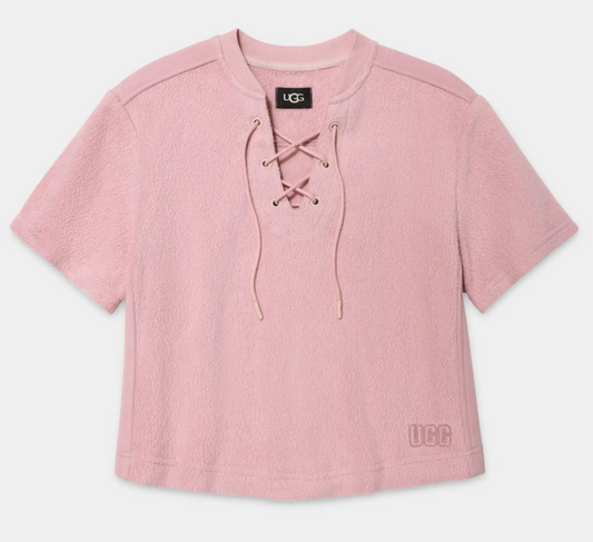 Kiyah Mixed Short Sleeve Top in Mauve