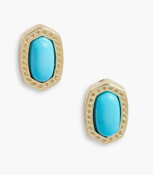Baby Ellie Stud Earrings in Gold Turquoise Magnesite