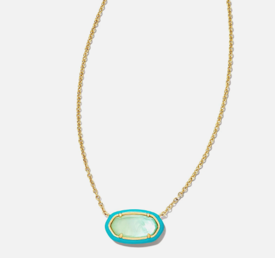 Elisa Enamel Gold Seagreen Necklace