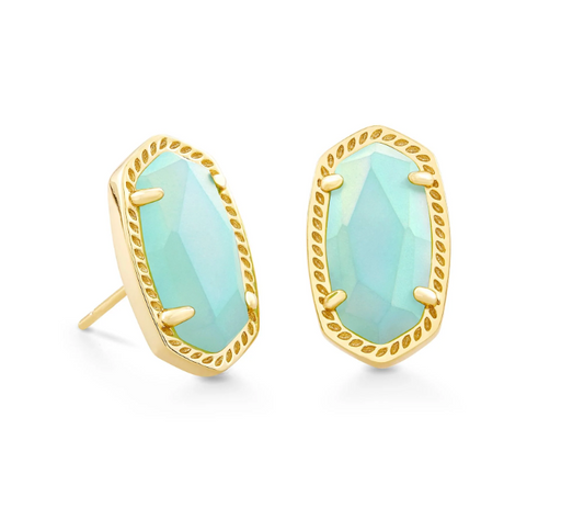 Ellie Earring Gold Matte Iridescent Mint