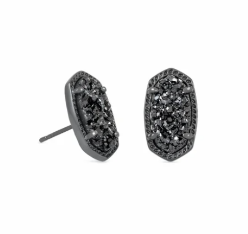 Ellie Earring Gunmetal Black Drusy