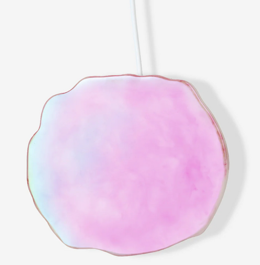 Wireless Charger in Rose Quartz Crystal Holographic