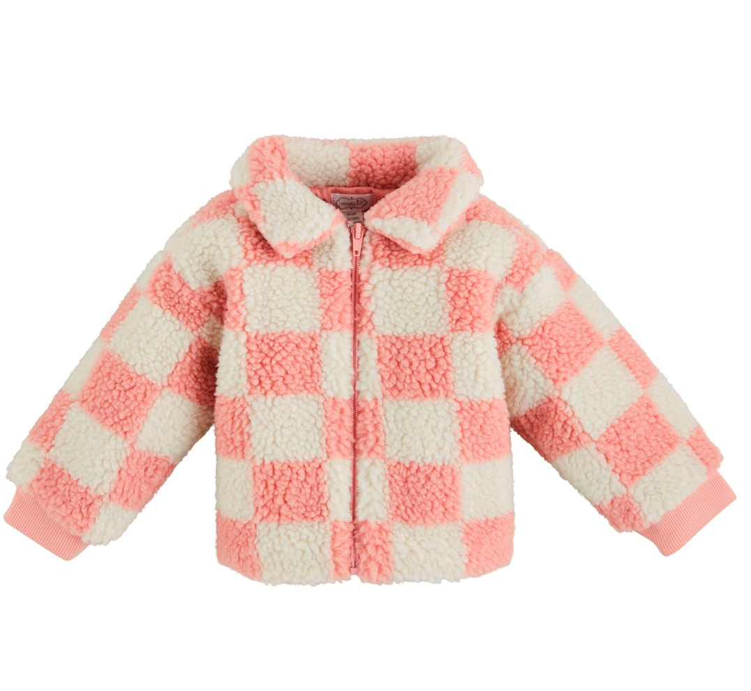 Sherpa Jacket in Pink Check