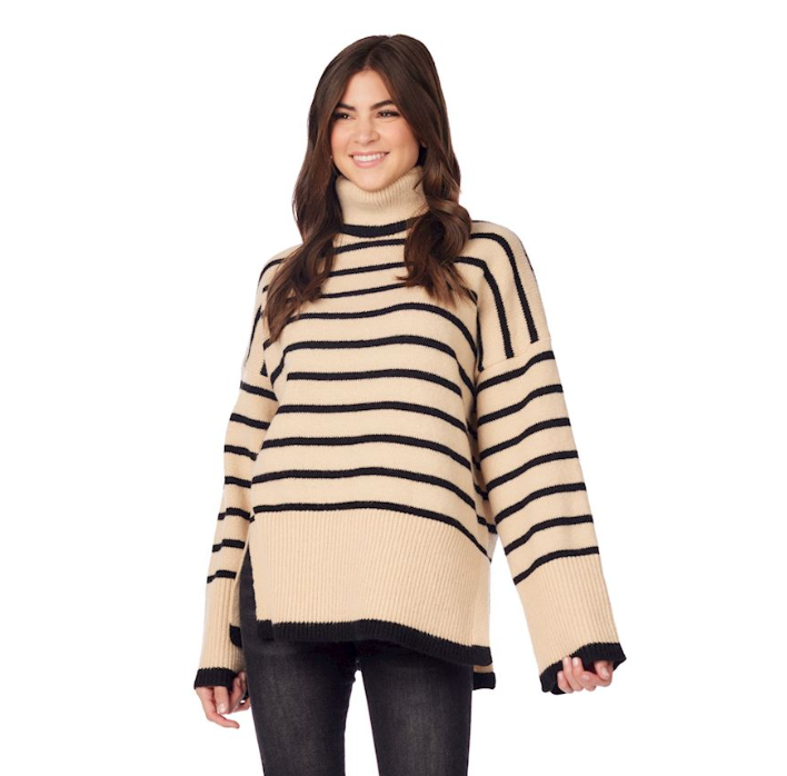 Dunn Striped Sweater in Tan