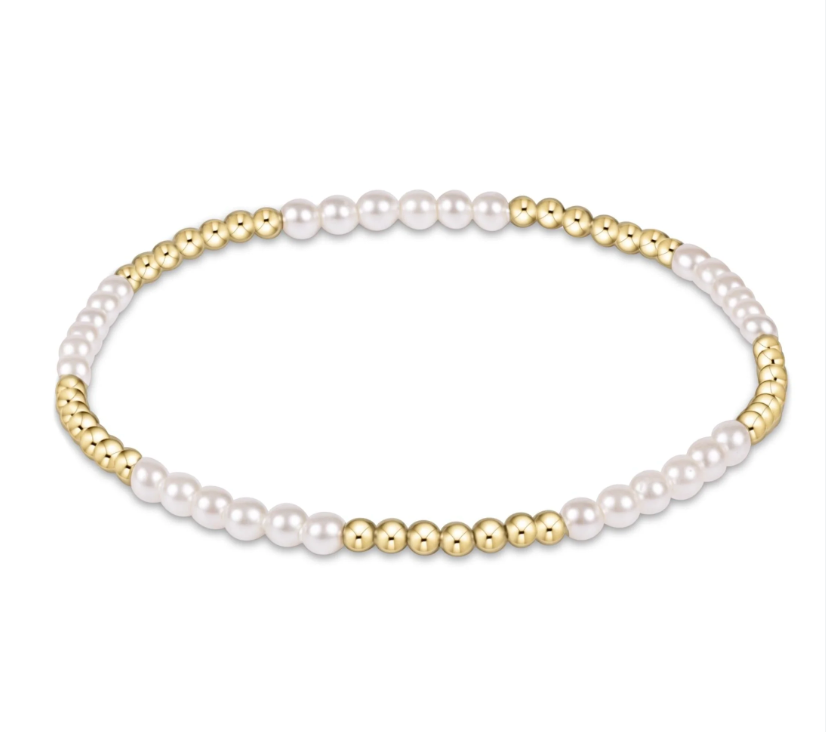 Classic Blissful Pattern 2.5mm Bead Bracelet 3mm Pearl