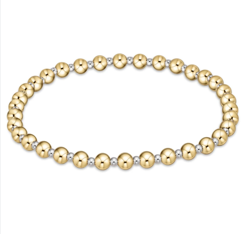 CLASSIC GRATEFUL PATTERN 4MM BEAD BRACELET - MIXED METAL