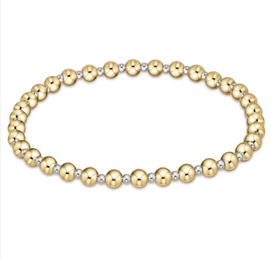 CLASSIC GRATEFUL PATTERN 4MM BEAD BRACELET - MIXED METAL