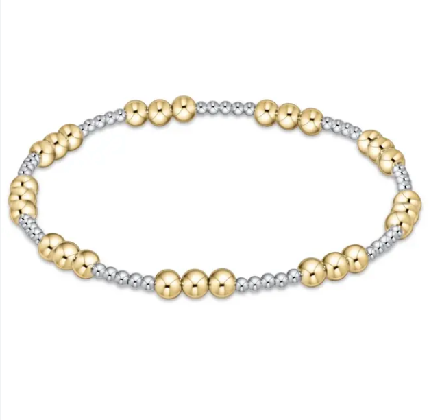 CLASSIC JOY PATTERN 4MM BEAD BRACELET - MIXED METAL