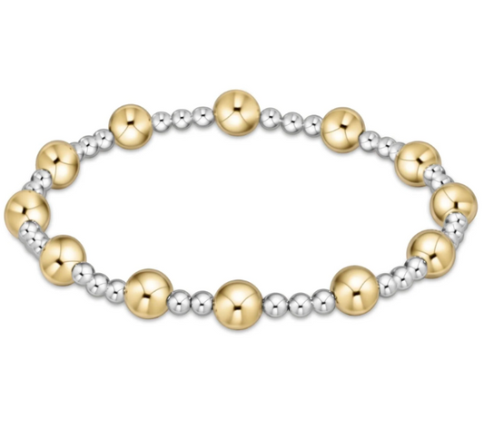 CLASSIC SINCERITY PATTERN 6MM BEAD BRACELET - MIXED METAL