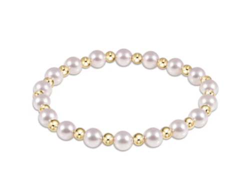PEARL GRATEFUL PATTERN 4MM BEAD BRACELET - 6MM GOLD