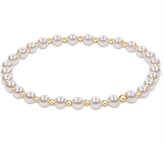 CLASSIC GRATEFUL PATTERN 4MM BEAD BRACELET - PEARL