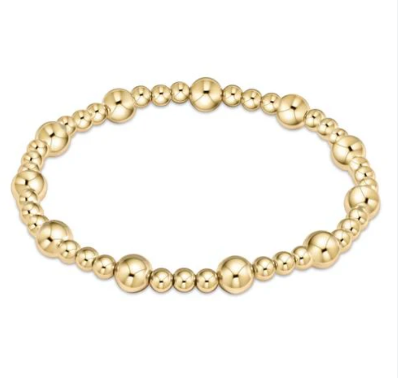 CLASSIC SINCERITY PATTERN 6MM BEAD BRACELET - GOLD