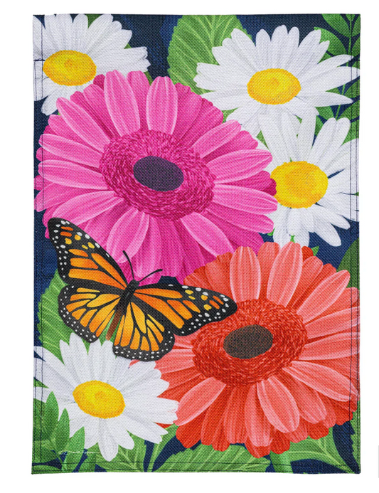Gerbera Daisy Burlap Garden Flag