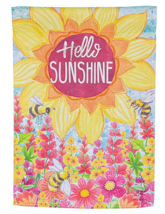 Hello Sunshine Suede Garden Flag