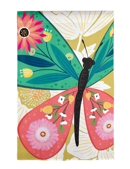 Folk Butterfly Moire Garden Flag